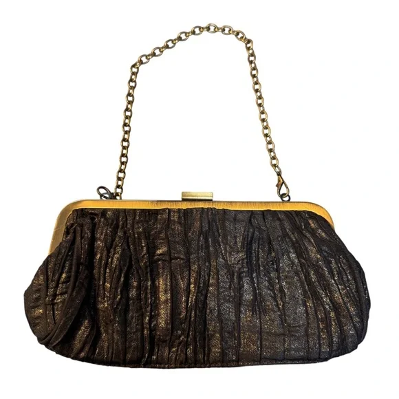 Kenneth Cole Reaction Black and Bronze Metallic Clutch - Picture 1 of 6